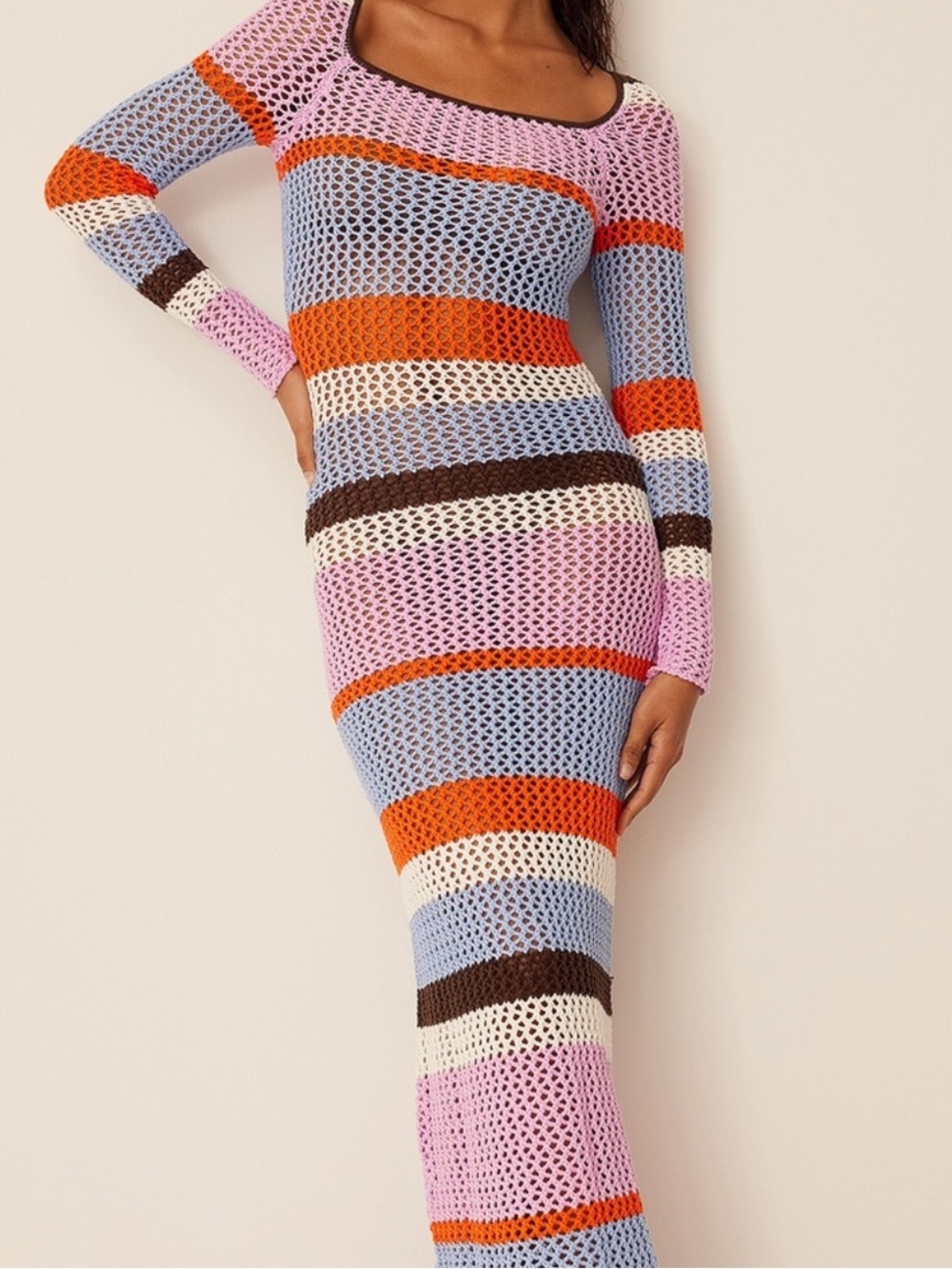 Romee Strikid Nakd Colorblock Crochet Maxi Dress Size XS